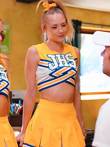 Blonde Cheerleaders Kyler Quinn And Khloe Kapri Get Their Tight Holes Drilled