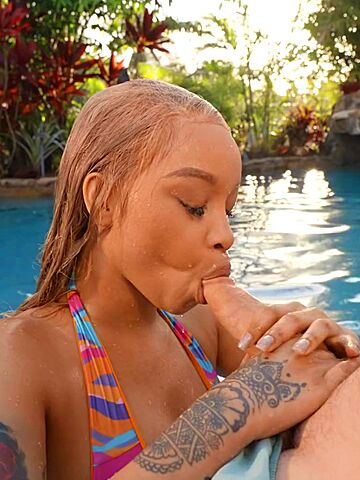 Black Hoe With Saggy Tits Gets Screwed By The Pool photos (Kyle Mason, Advoree)